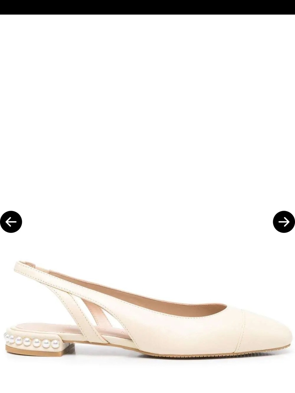 Stuart Weitzman Emilia Pearlita Slingback Flats in color Neutral size 7.5/EU 38